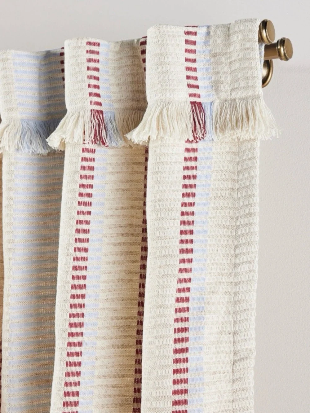 Anthropologie Pieced Stripe Cotton Blend Woven Curtain Single Panel NWOT 50”x84”